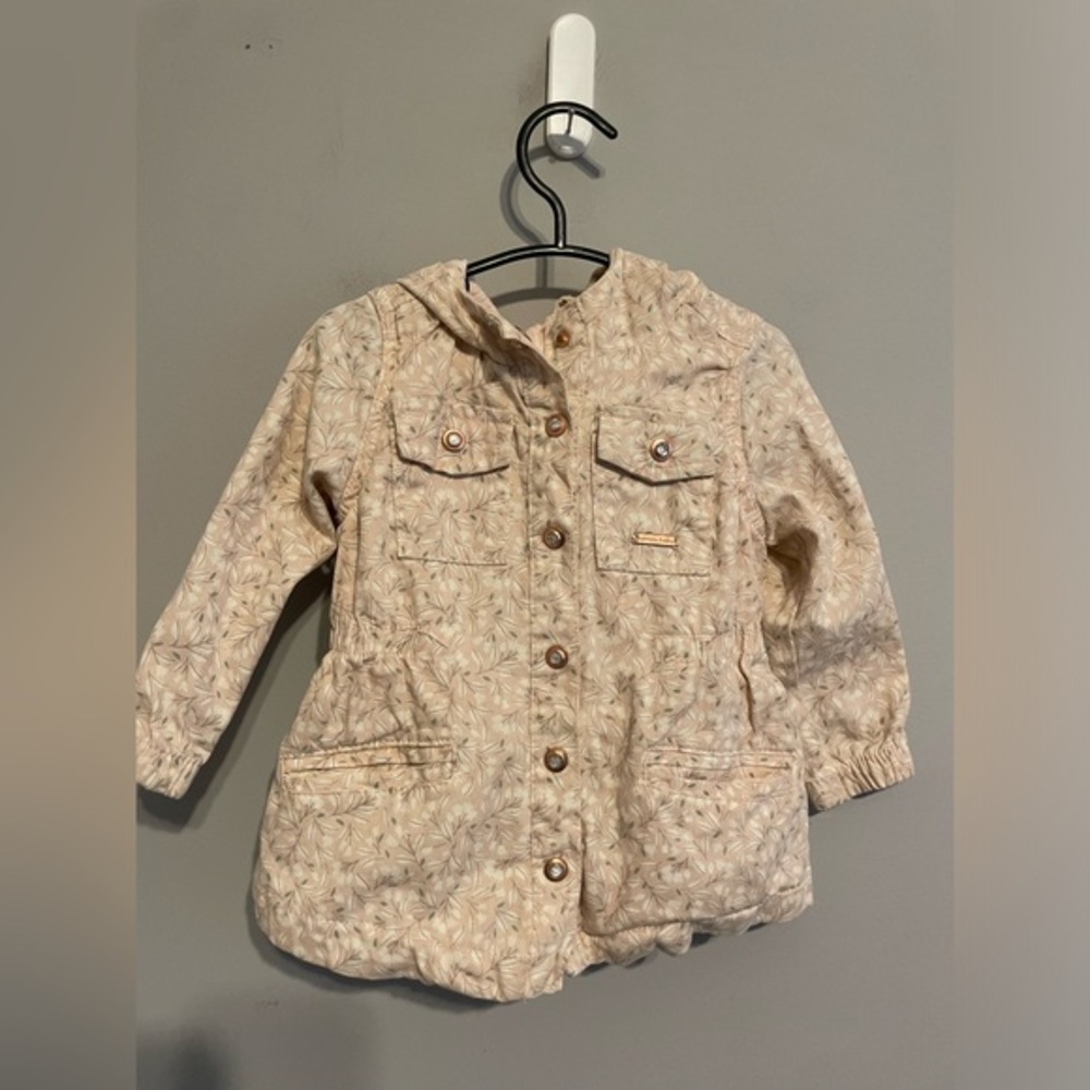 Kensie baby pink‎ denim floral jacket 24 month